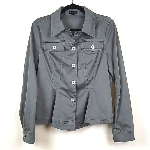 Worth New York Sage Green Button Front Jacket Size 10 - Picture 1 of 13